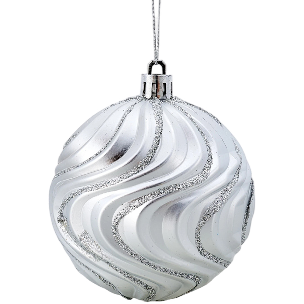 Living and Home 16 Piece Silver Christmas Bauble Set with Storage Box Image 5