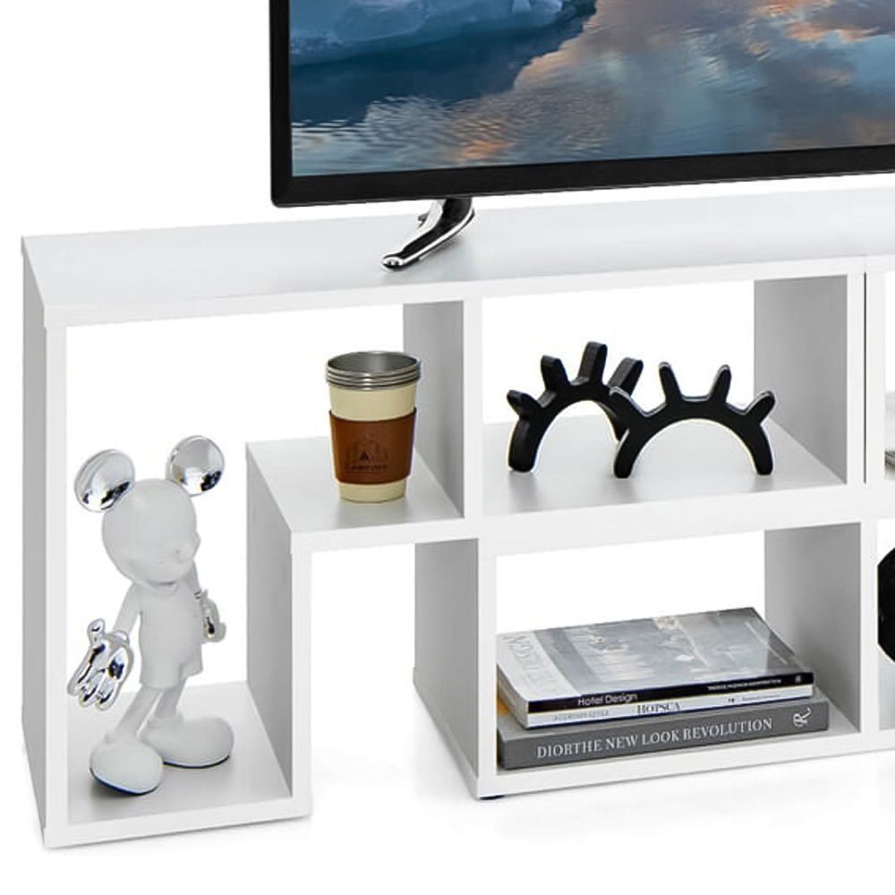 Costway 6 Shelf White Convertible TV Unit Image 3