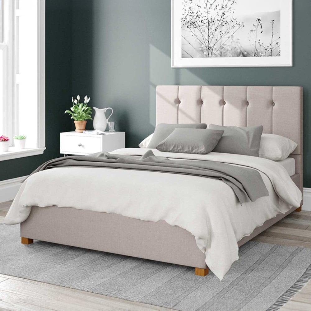 Aspire Hepburn Small Double Off White Eire Linen Ottoman Bed Image 1