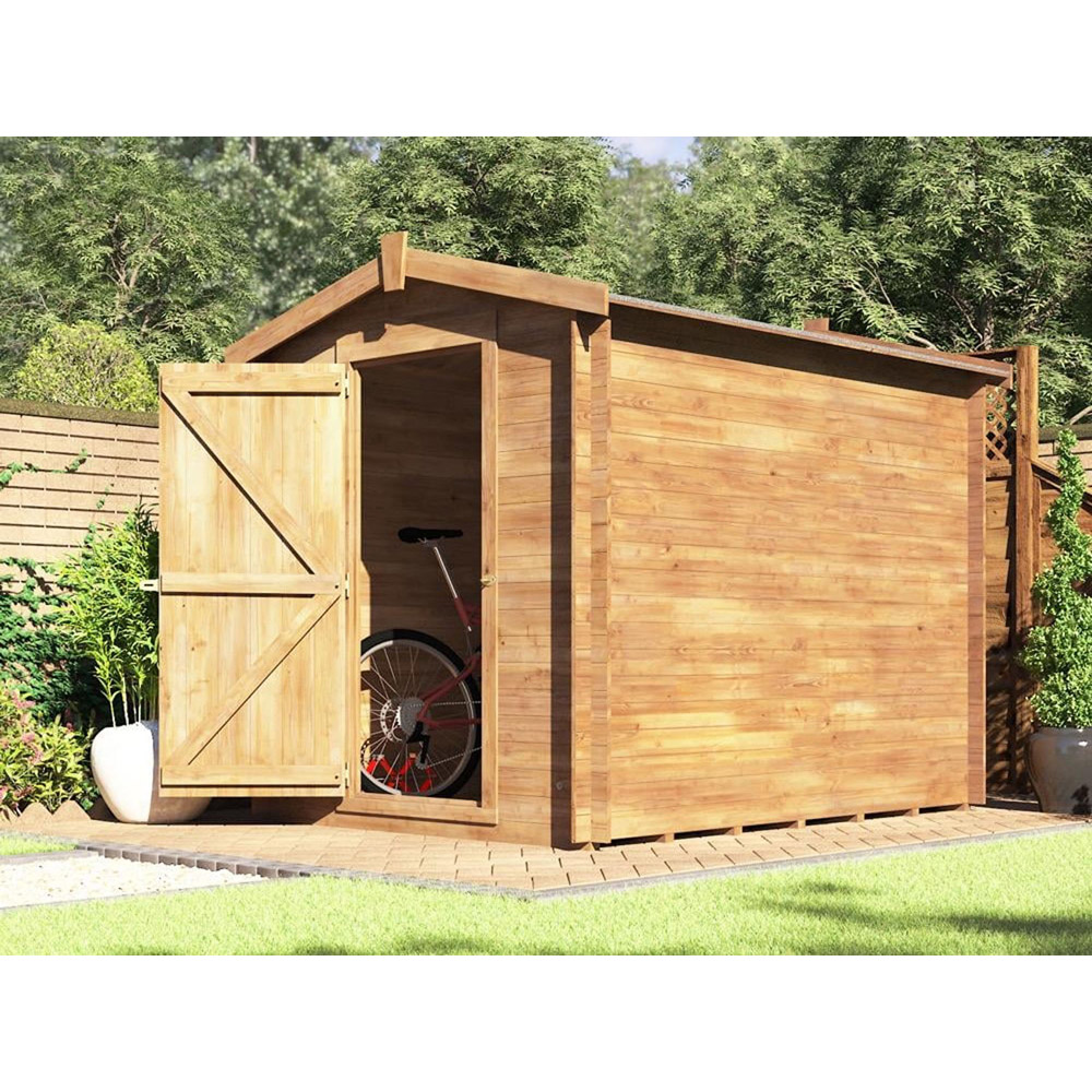 Dunster House Taarmo 6 x 8ft Brown Heavy-Duty Apex Garden Log Shed Image 2