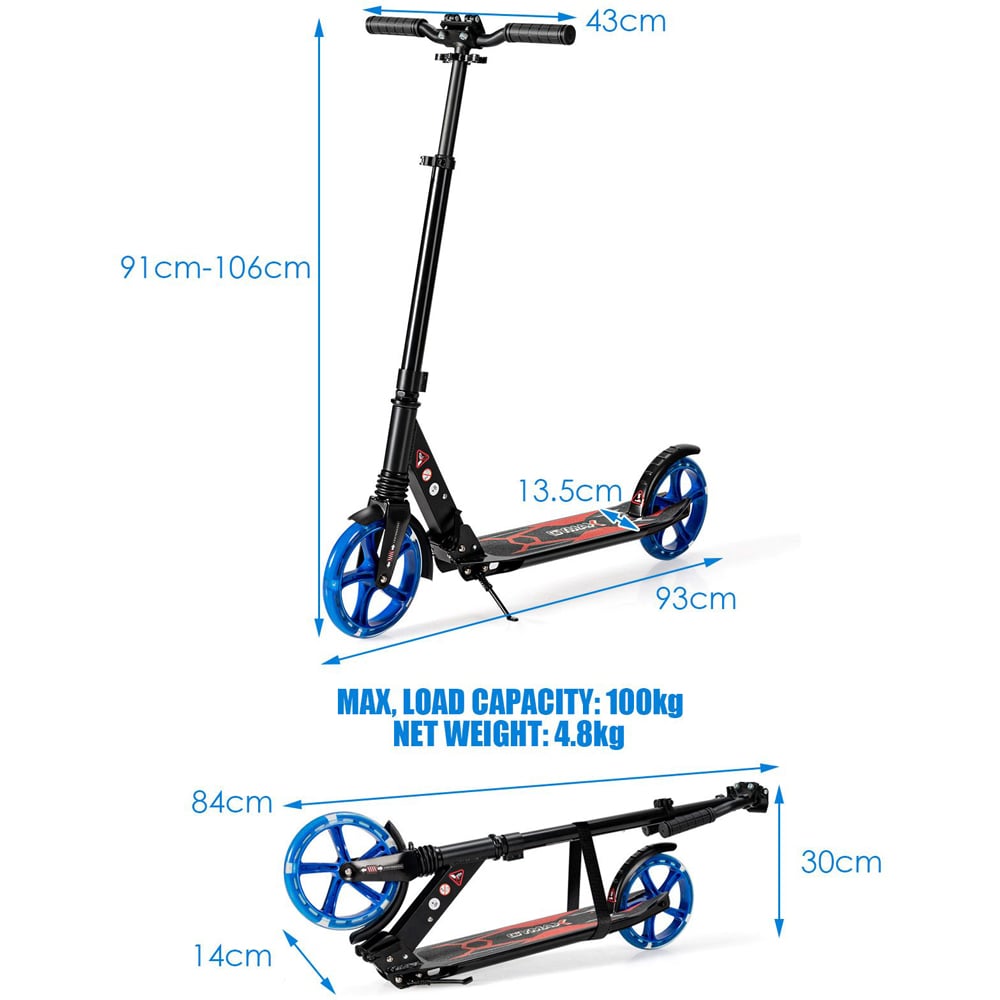 Costway Black Folding Kick Scooter with Large Wheels Image 7