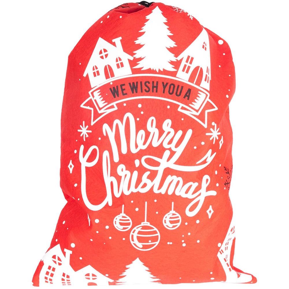 Shatchi Red Felt Merry Christmas Sack Image 3