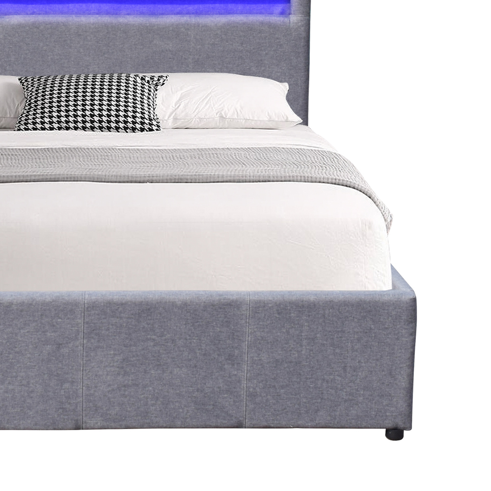 Comfy Living King Light Grey Ottoman Bed Frame with LED Image 4