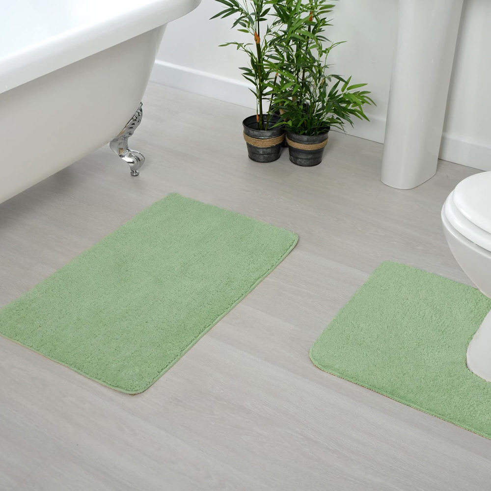 Allure Bath Fashions Sage Green Microfibre Luxury Non-Slip Bath Mat 50 x 80cm Image 2