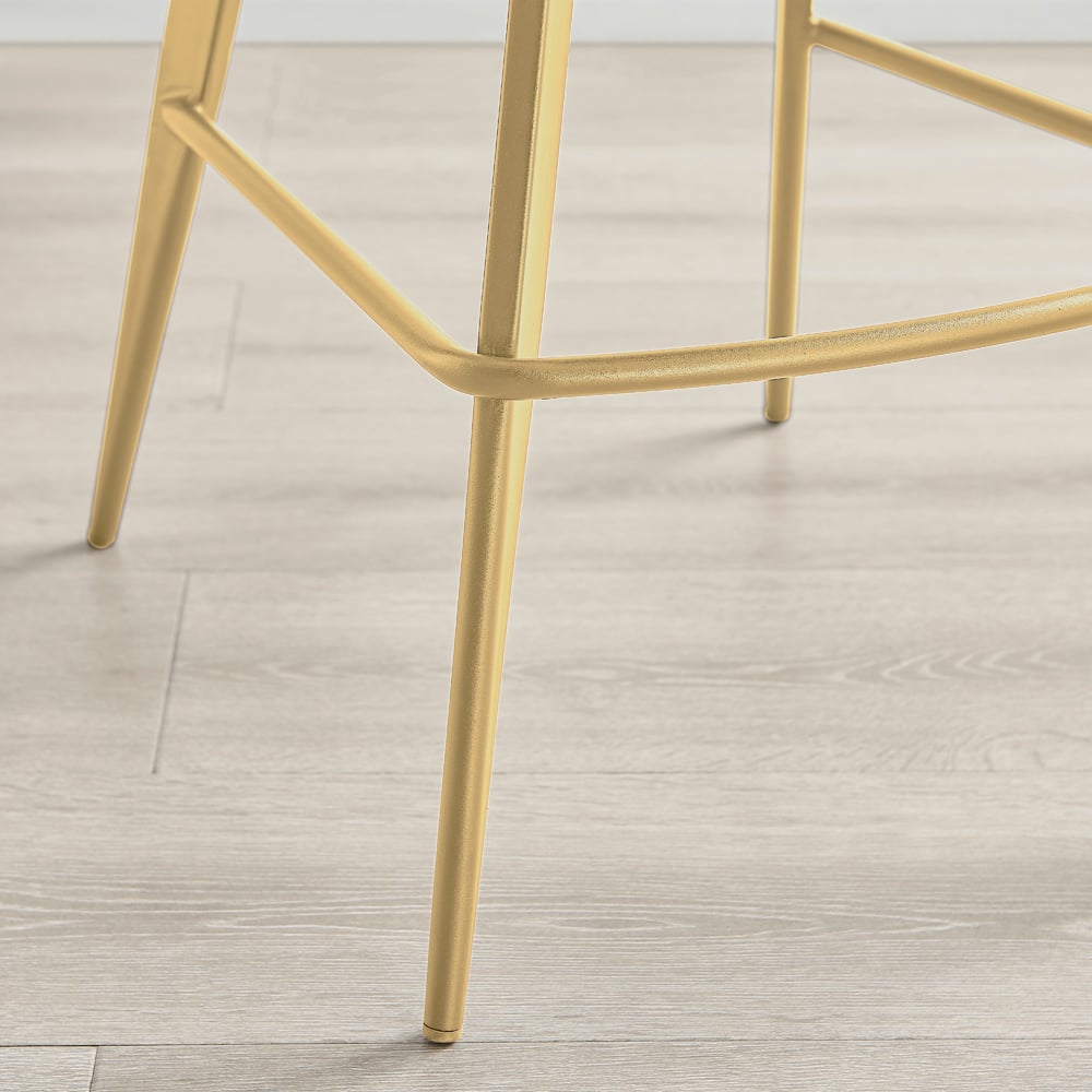 Furniturebox Hazel Black and Gold Velvet Bar Stool Set of 2 Image 5