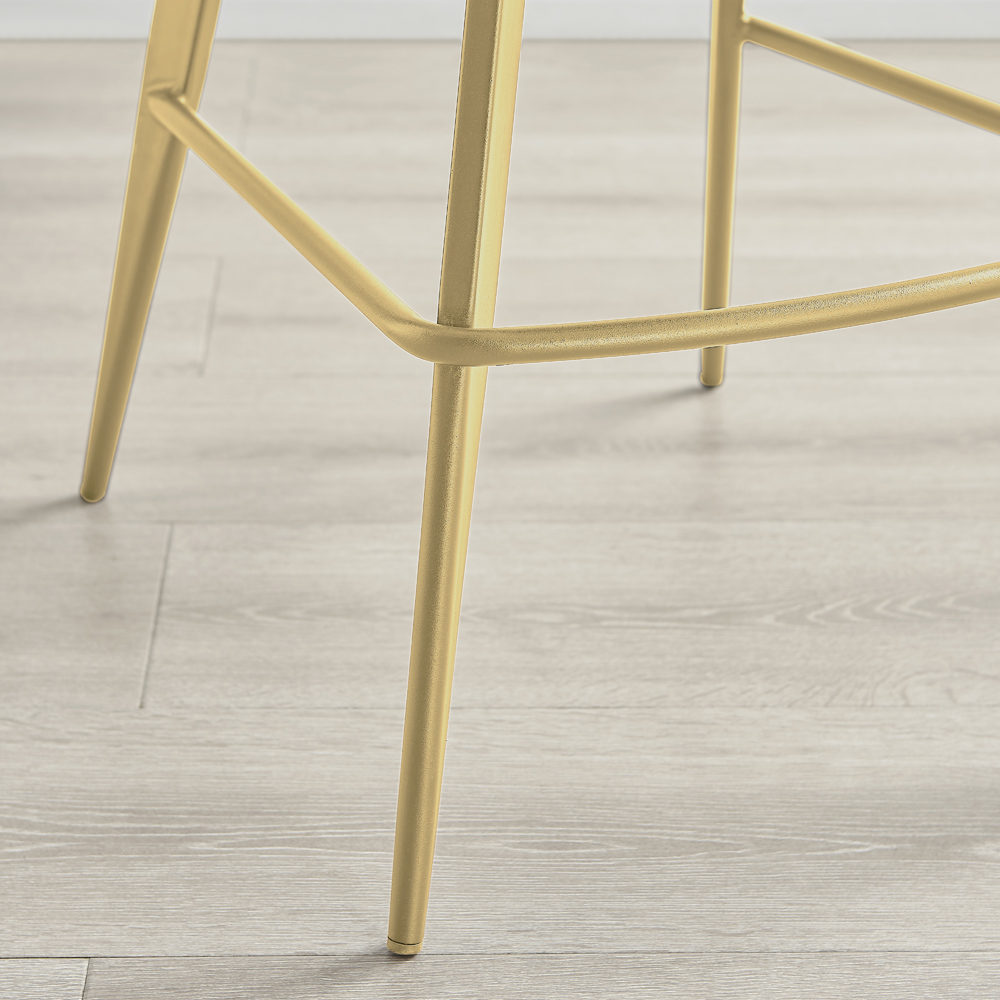 Furniturebox Hazel Cappuccino and Gold Velvet Bar Stool Set of 2 Image 4