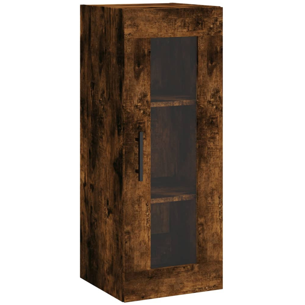 vidaXL Single Glass Door 3 Drawer Smoked Oak Highboard Image 7