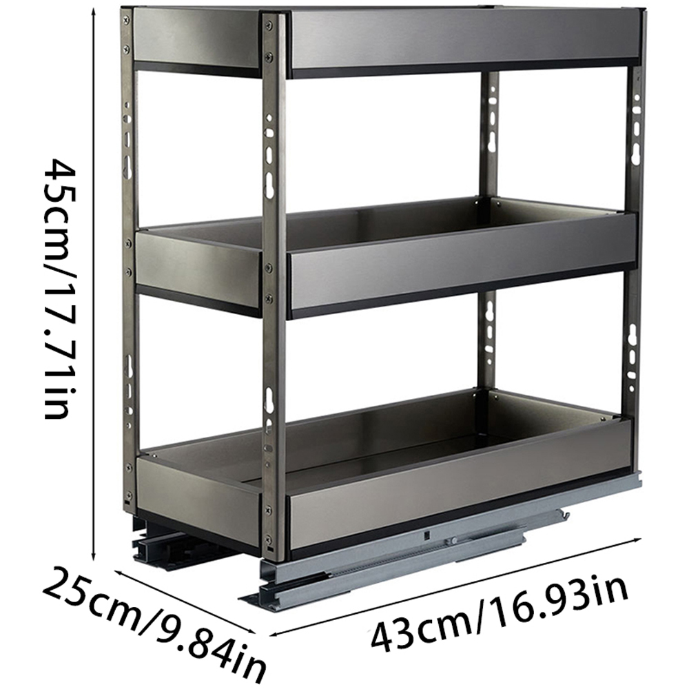 Living and Home 3 Tier Silver Kitchen Pull Out Shelf 43 x 25 x 45cm Image 7