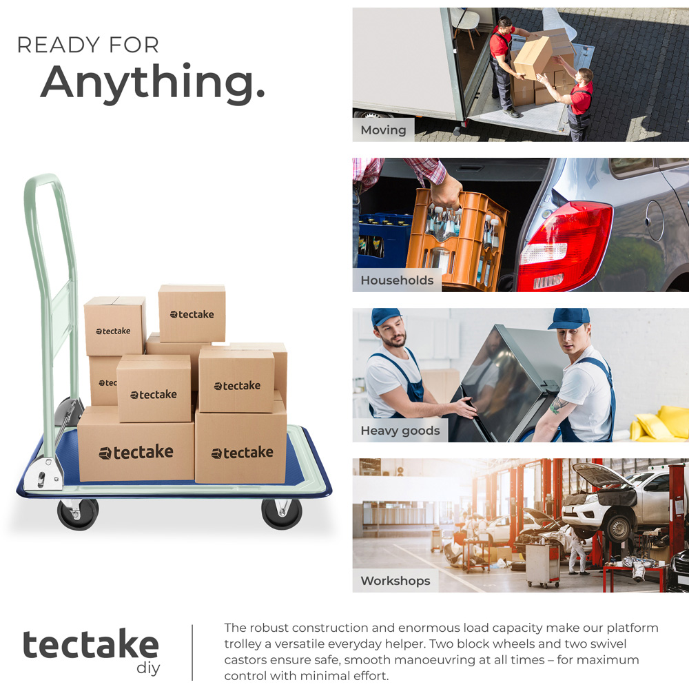 tectake Blue and Grey Folding Trolley 150kg Image 5