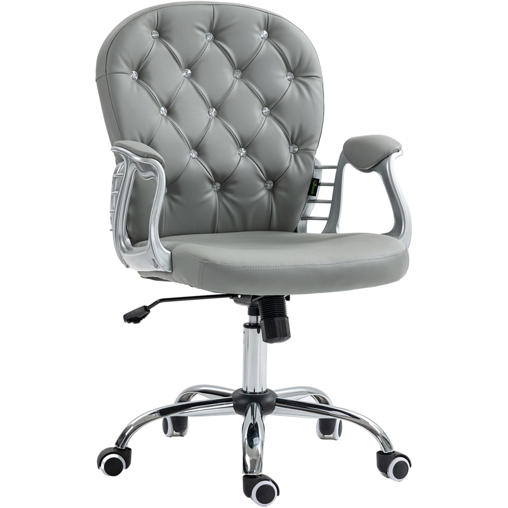 Portland Grey PU Diamante Padded Swivel Office Chair Image 2