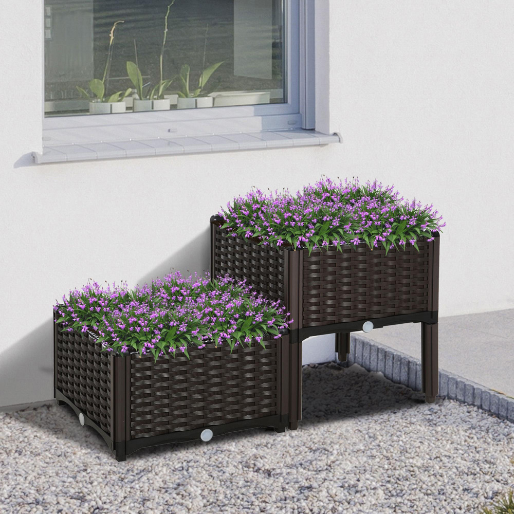 Outsunny Brown Raised Garden Bed Planter 2 Pack Image 2