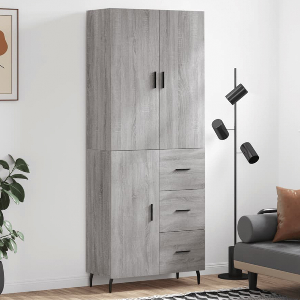 vidaXL 3 Door 3 Drawer Grey Sonoma Highboard Image 1