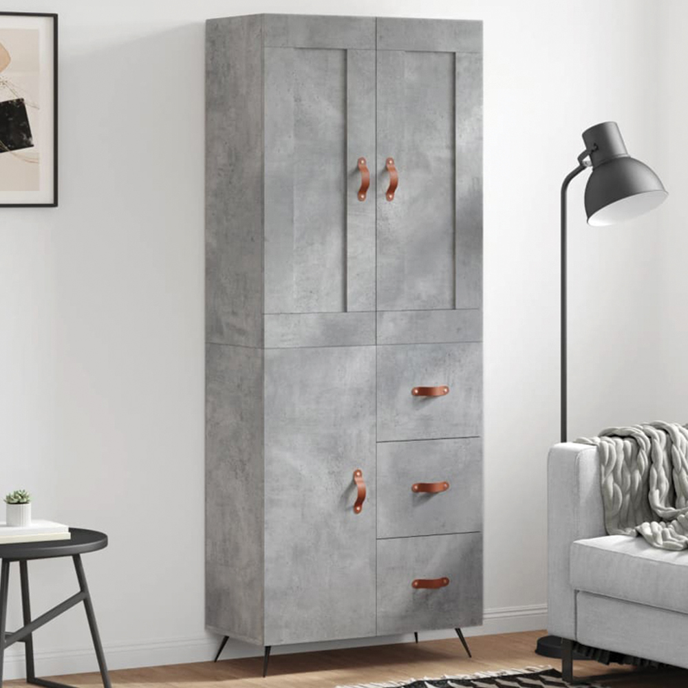 vidaXL 3 Door 3 Drawer Concrete Grey Highboard Image 1