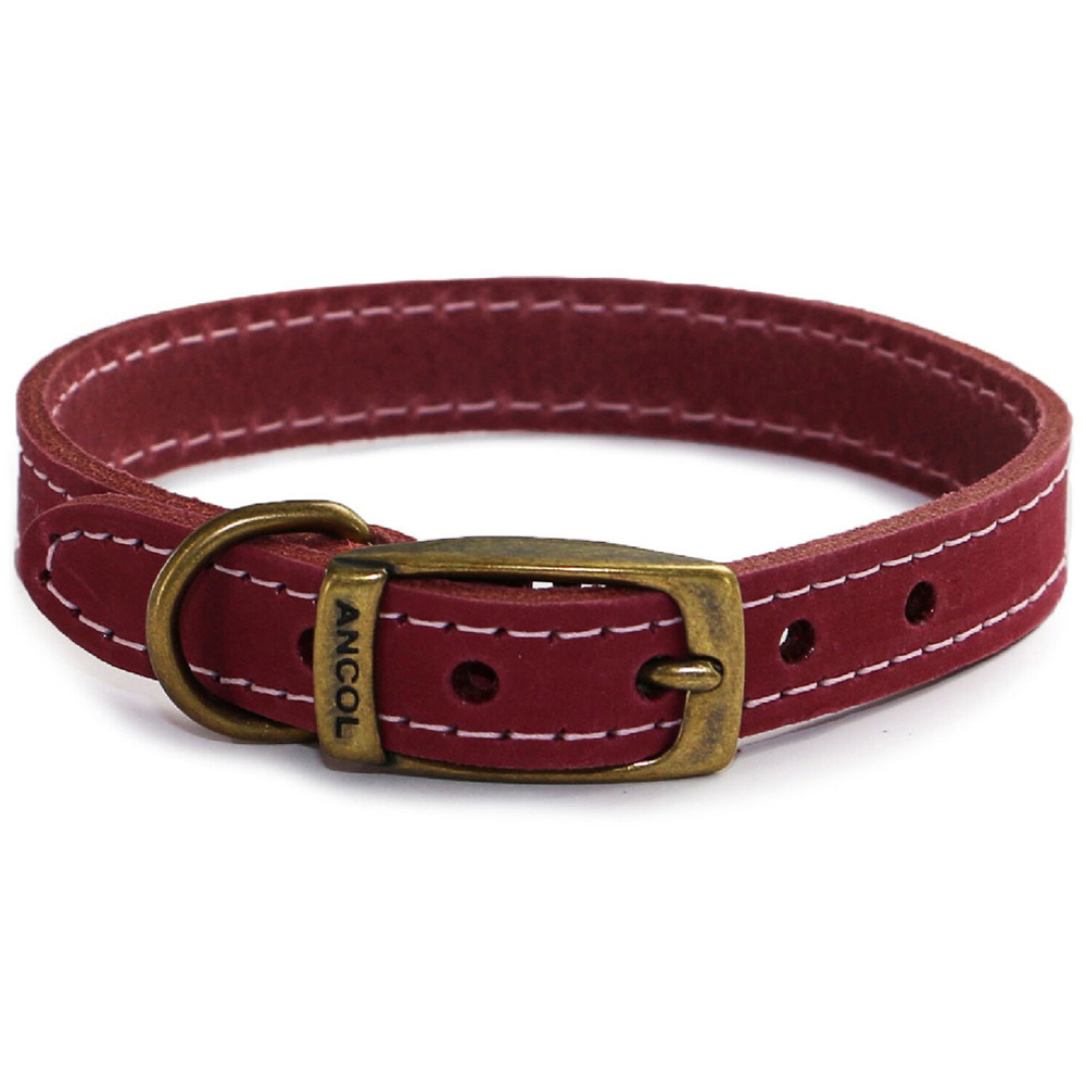 Ancol Timberwolf Leather Dog Collar - Raspberry / 3 Image