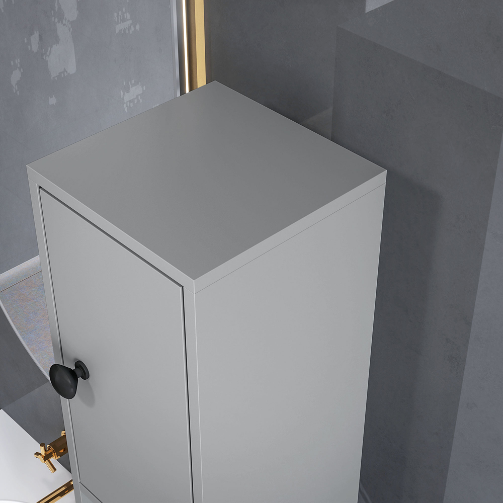 Kleankin 2 Door 4 Shelf Single Drawer Grey Slim Bathroom Storage Cabinet Image 8
