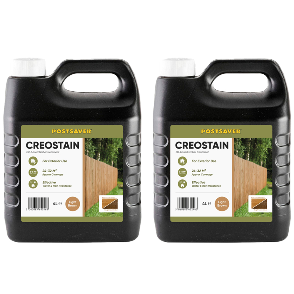Postsaver Creostain Light Brown Oil Based Fence & Shed Stain (Creosote/Creocote Alternative) 8L Image 1