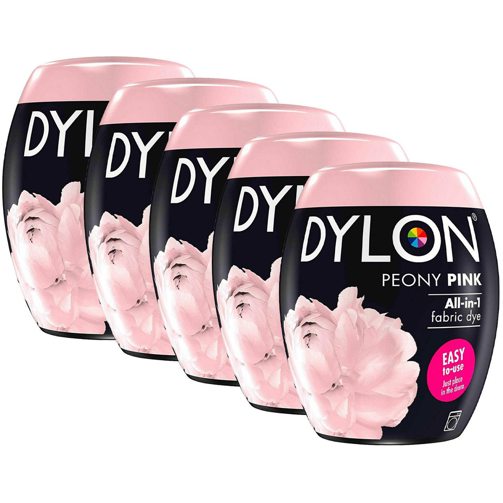 Dylon Peony Pink Washing Machine Fabric Dye Pod 350g 5 Pack Image 1