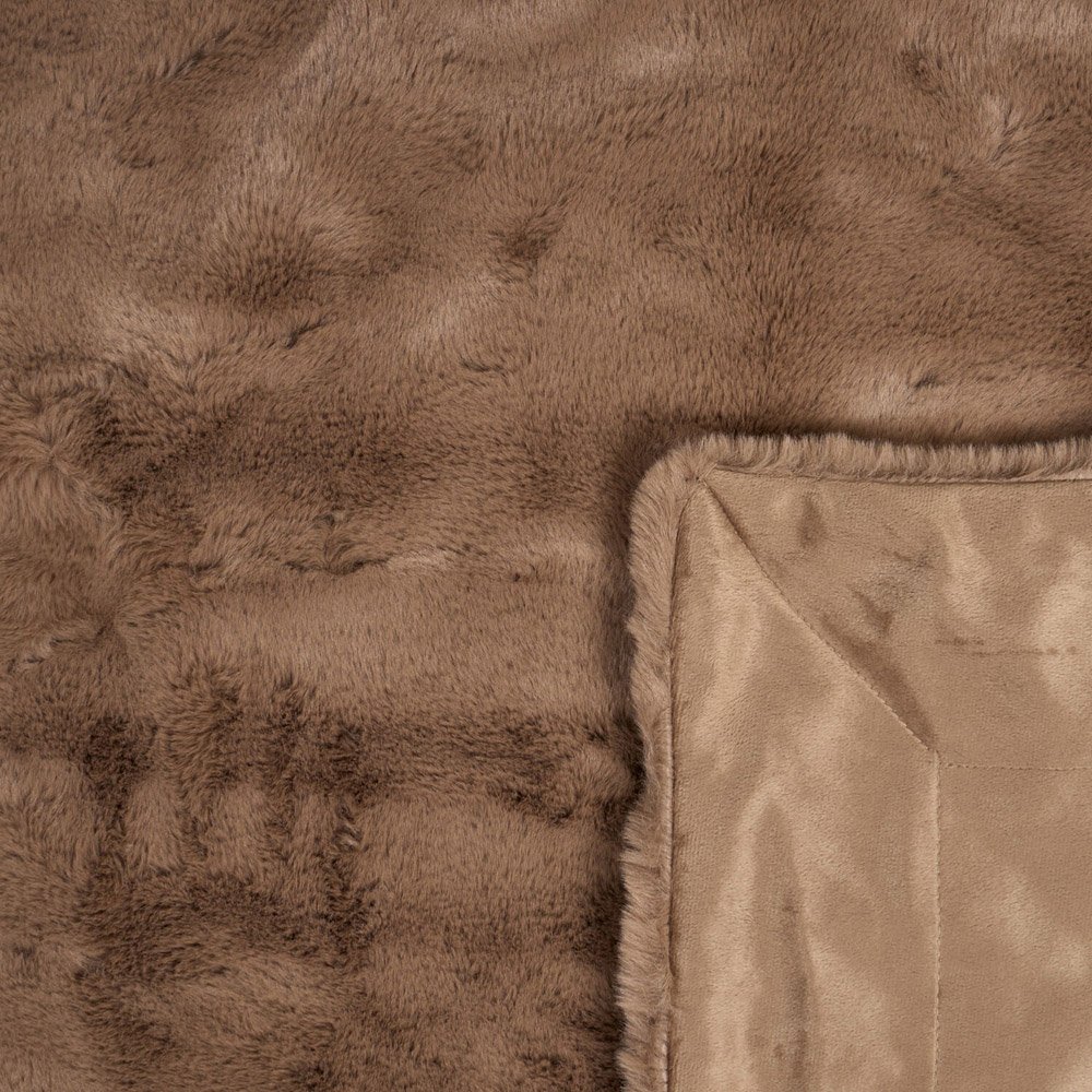 Extra Large Rabbit Faux Fur Throw Mocha Image 6