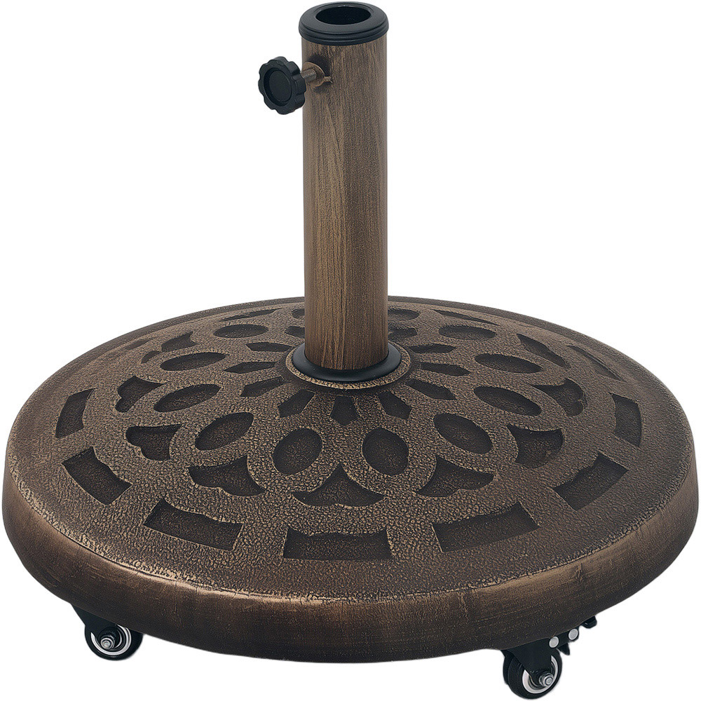 Outsunny Bronze Resin Parasol Base with Wheels 21kg Image 1
