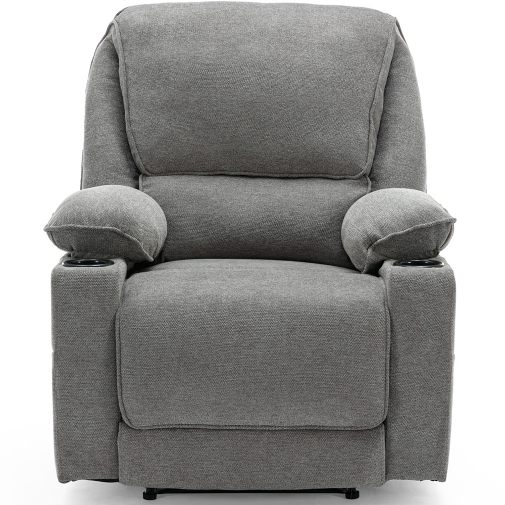 Furniture Online Sydney Grey Manual Recliner Chair with Cupholder Image 3