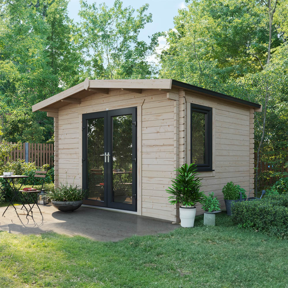Power Sheds 10 x 12ft Centre Double Door Chalet Log Cabin Image 2