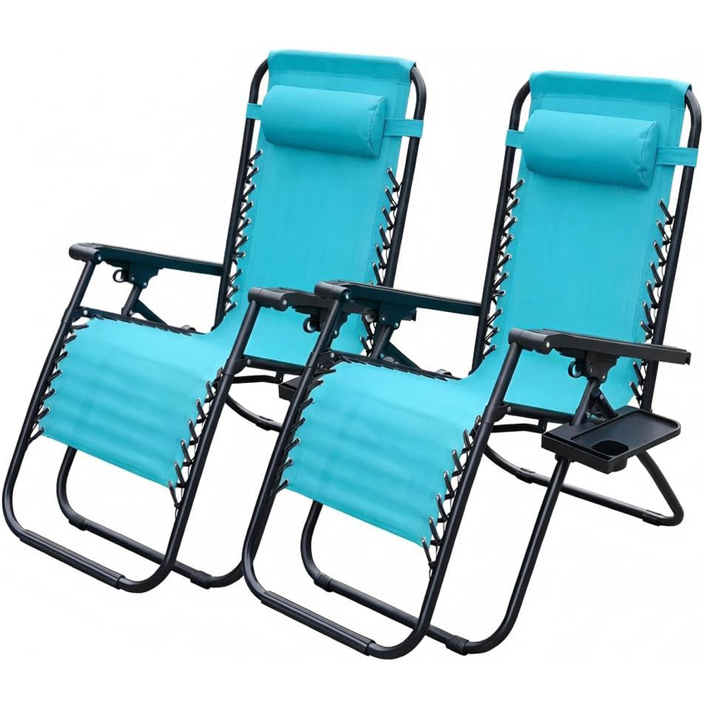 Alivio 2 Pack Lake Blue Zero Gravity Reclining Sun Loungers Image 2