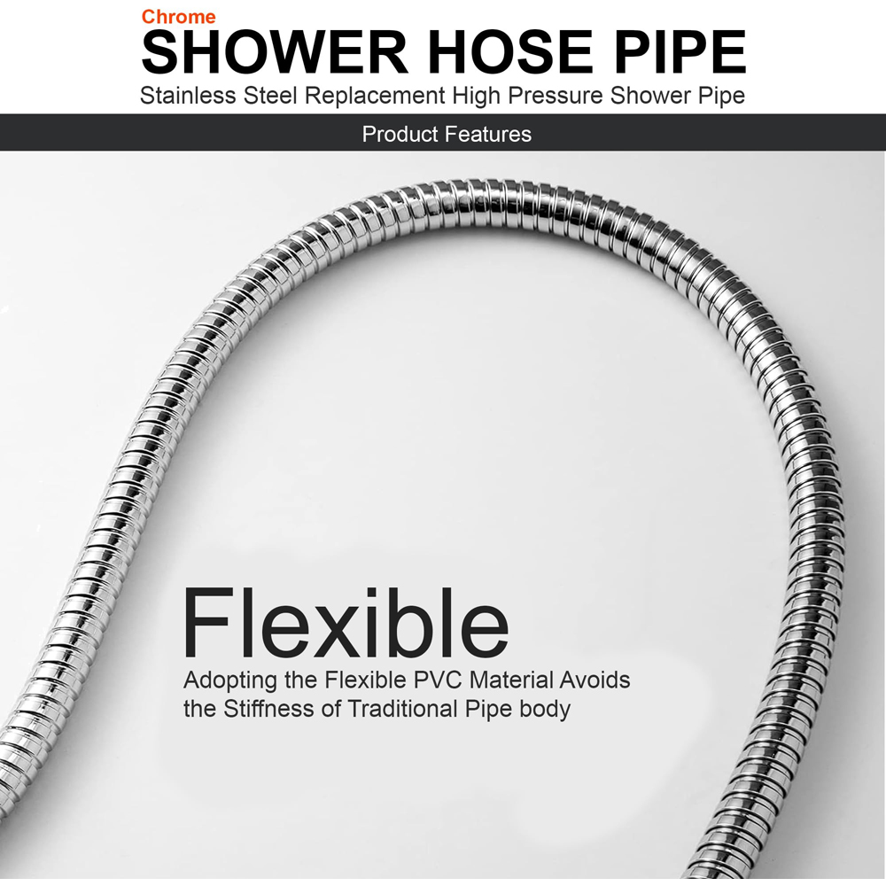 ATEK Stainless Steel Chrome Flexible Replacement Shower Hose with Washer 1.5m Image 6