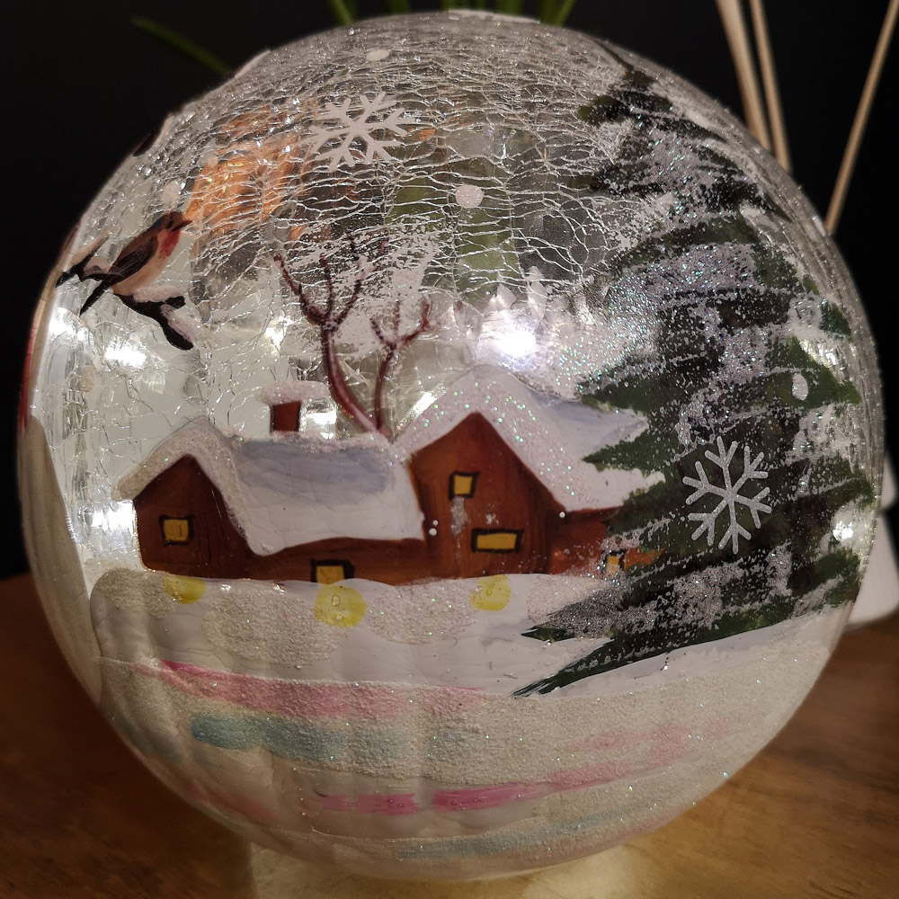 Samuel Alexander Snowman Crackle Effect Glass Ball LED Christmas Decoration 20cm Image 4