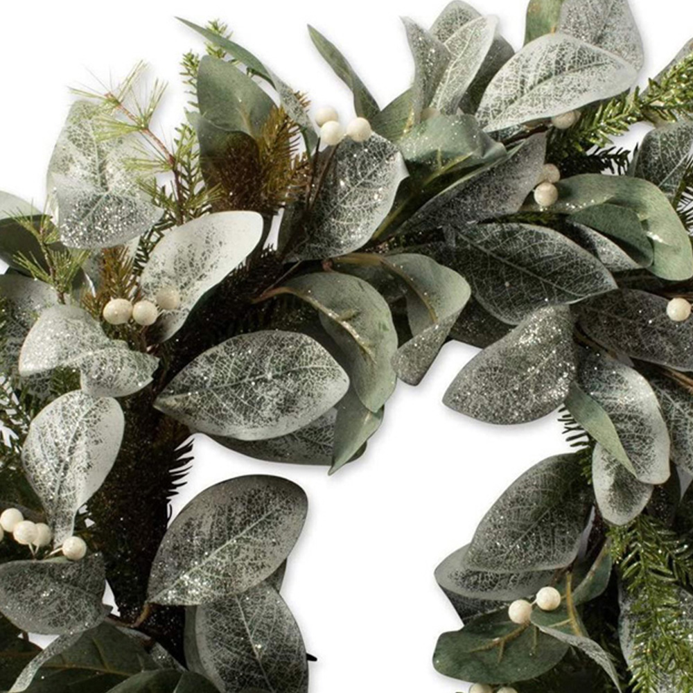 Shatchi White Berries and Glittered Flowers Wreath 55cm Image 2