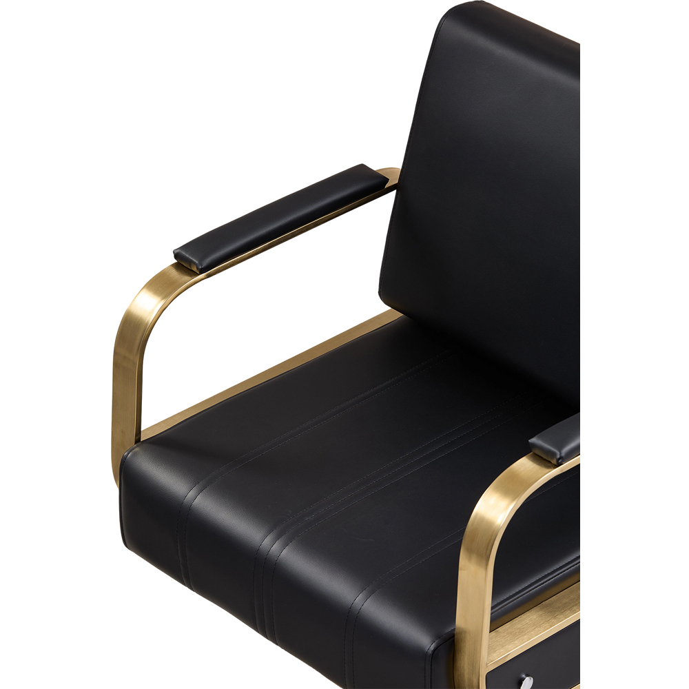 Living and Home Black and Gold Adjustable Height Barber Chair with Hydraulic Lift Image 4