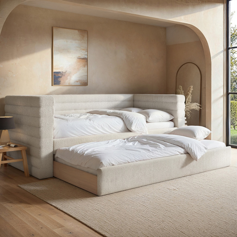 Flair Yuma Single Cream Boucle Guest Bed Image 5