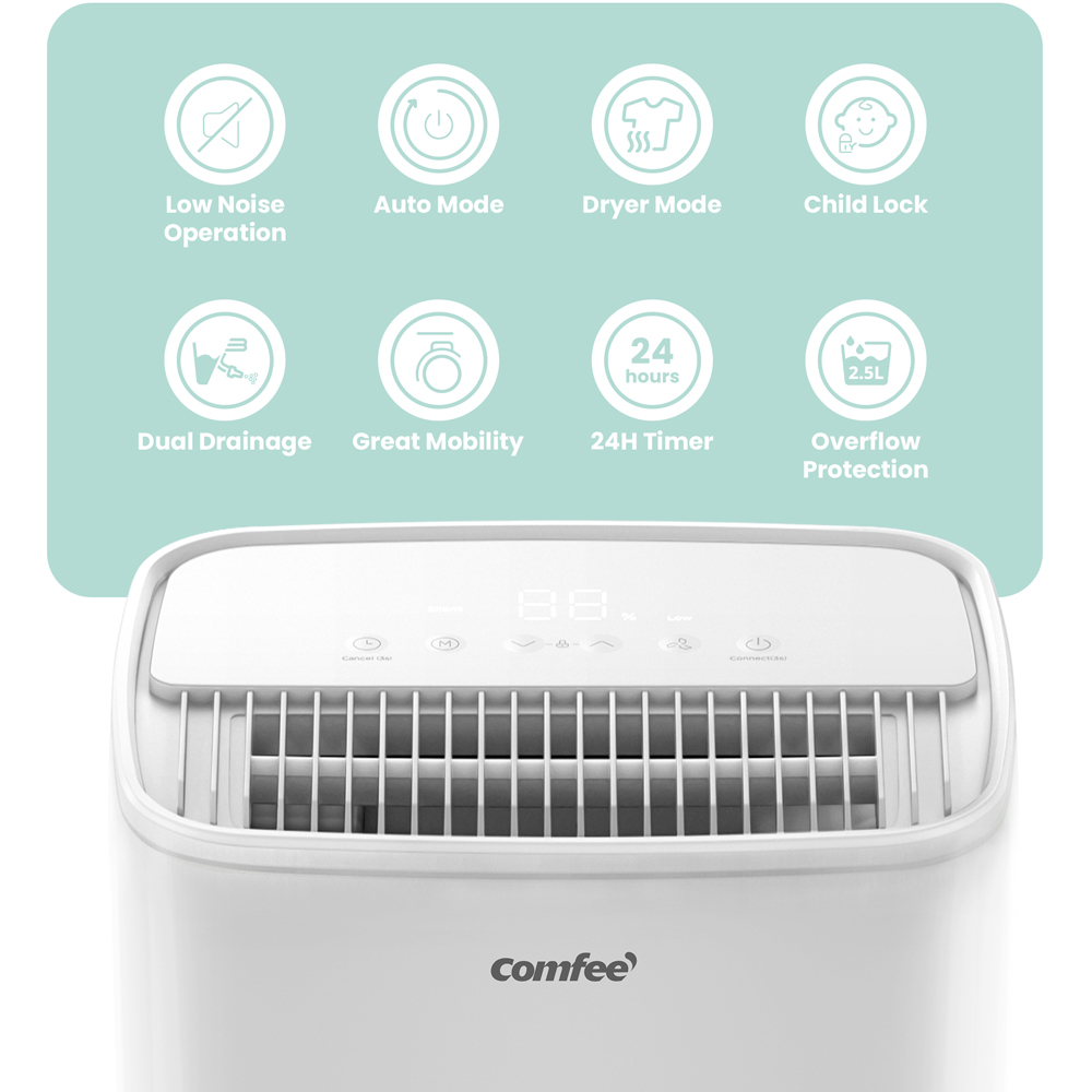 Living and Home Midea Aqua Dry 2.5L Water Tank Home Dehumidifier 10L Image 3