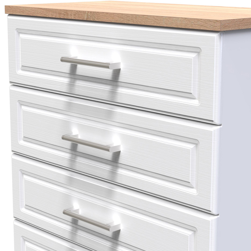 Crowndale Kent Ready Assembled 5 Drawer White Ash and Modern Oak Chest of Drawers Image 5