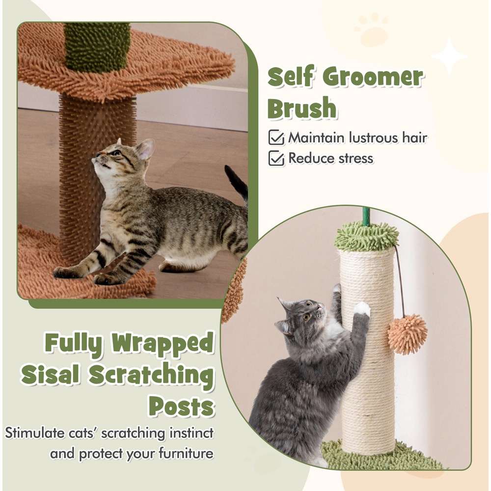 Costway Green Cat Tree with Sisal Scratching Posts 152cm Image 5