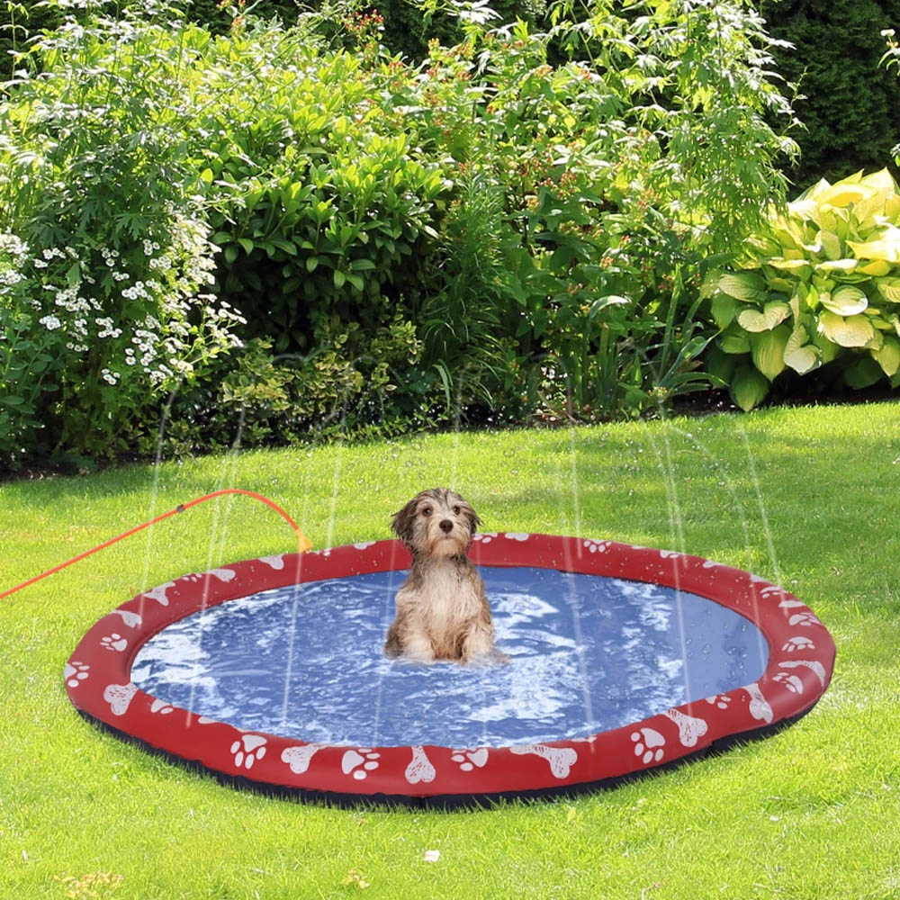 PawHut 150cm Non Slip Red Splash Pad Image 2