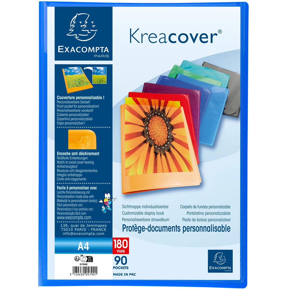 Exacompta Kreacover A4 Multicolour 90 Pocket Display Book 8 Pack Image 6