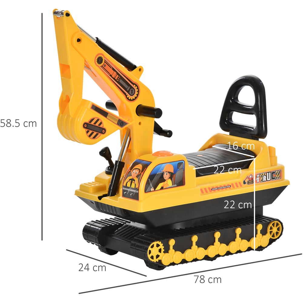 Tommy Toys Kids Ride On Excavator Tractor Yellow Image 5