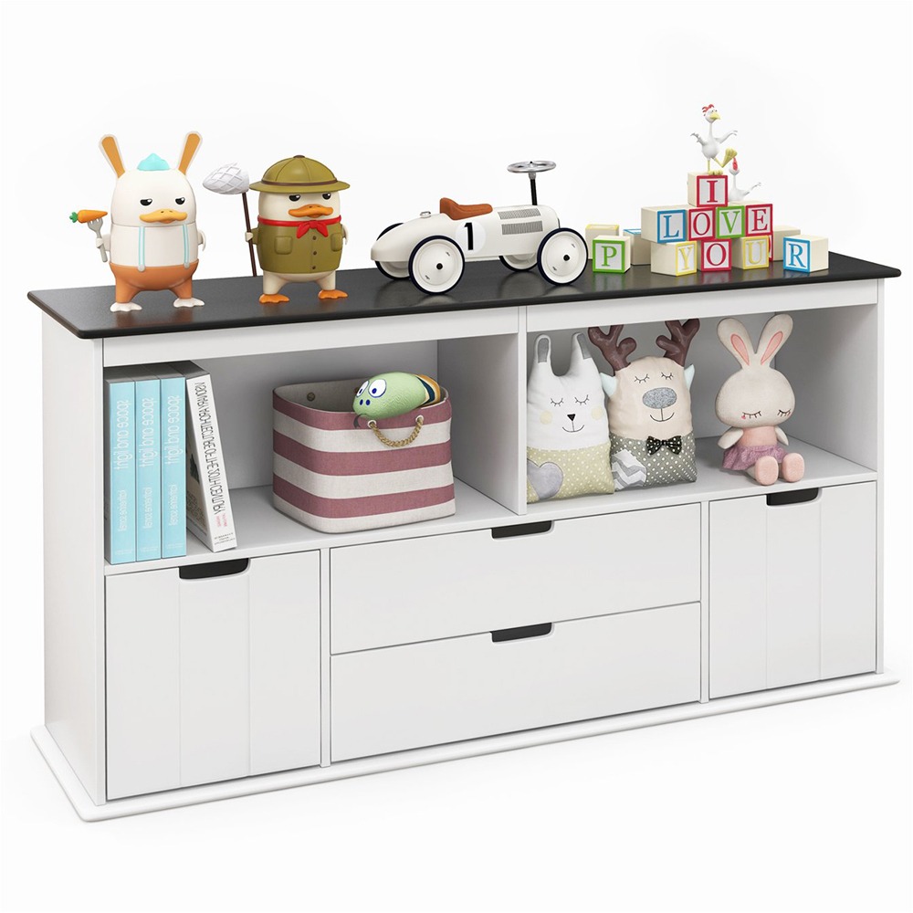 Costway 4 Drawer 2 Shelf White Kids Toy Storage Organiser Wilko
