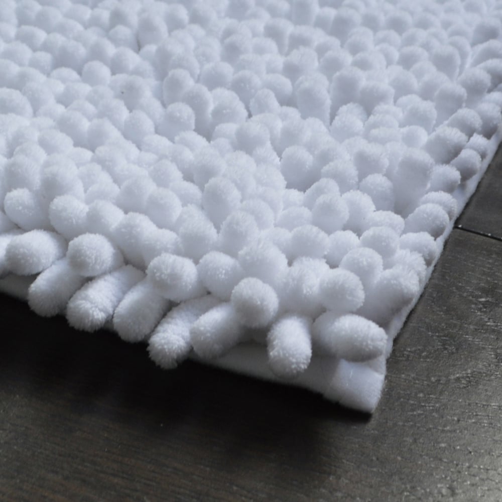 Allure Bath Fashions Jumbo Luxury White Deep Pile Non-Slip Bobble Bath Mat 50 x 70cm Image 2