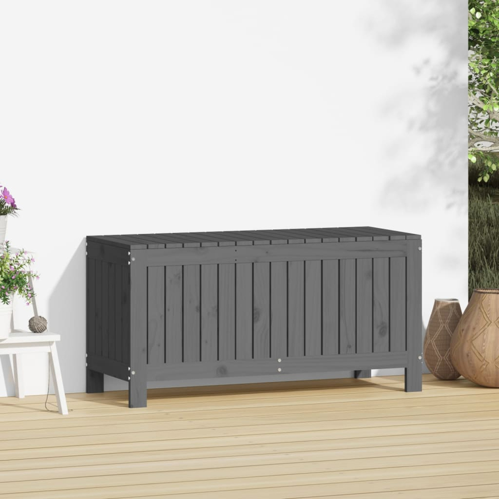 vidaXL 54 x 108 x 42.5cm Grey Pine Wood Garden Storage Box Image 2