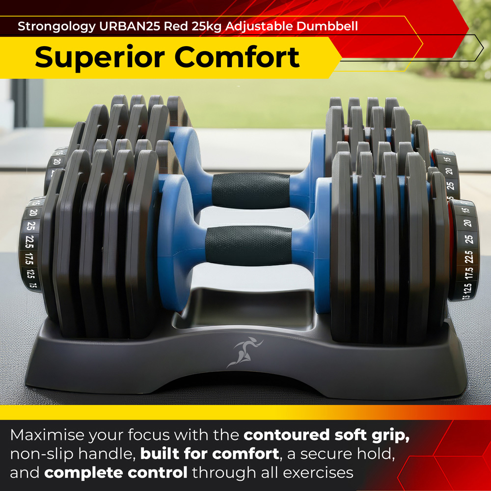 Strongology Urban25 Black and Blue Adjustable Smart Dumbbell 2.5 to 25kg 2 Pack Image 4