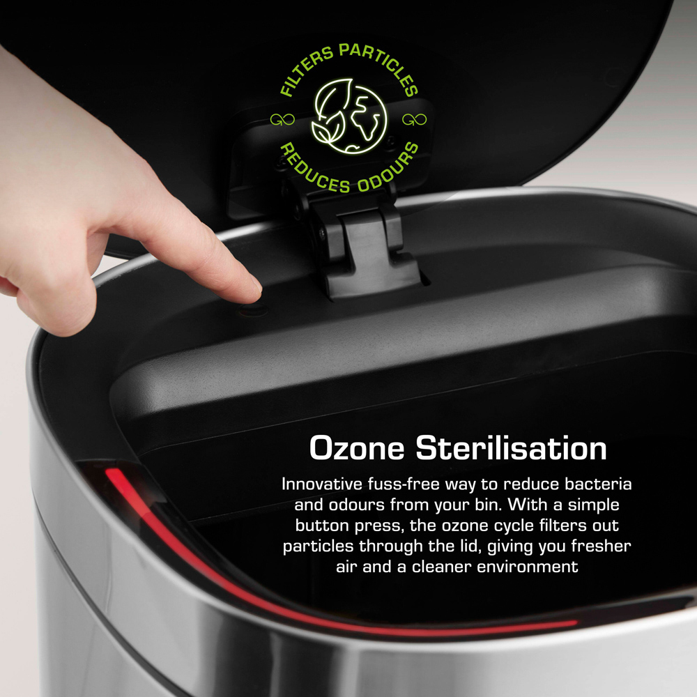 Swan Silver Stainless Steel Square Sensor Bin 50L Image 5