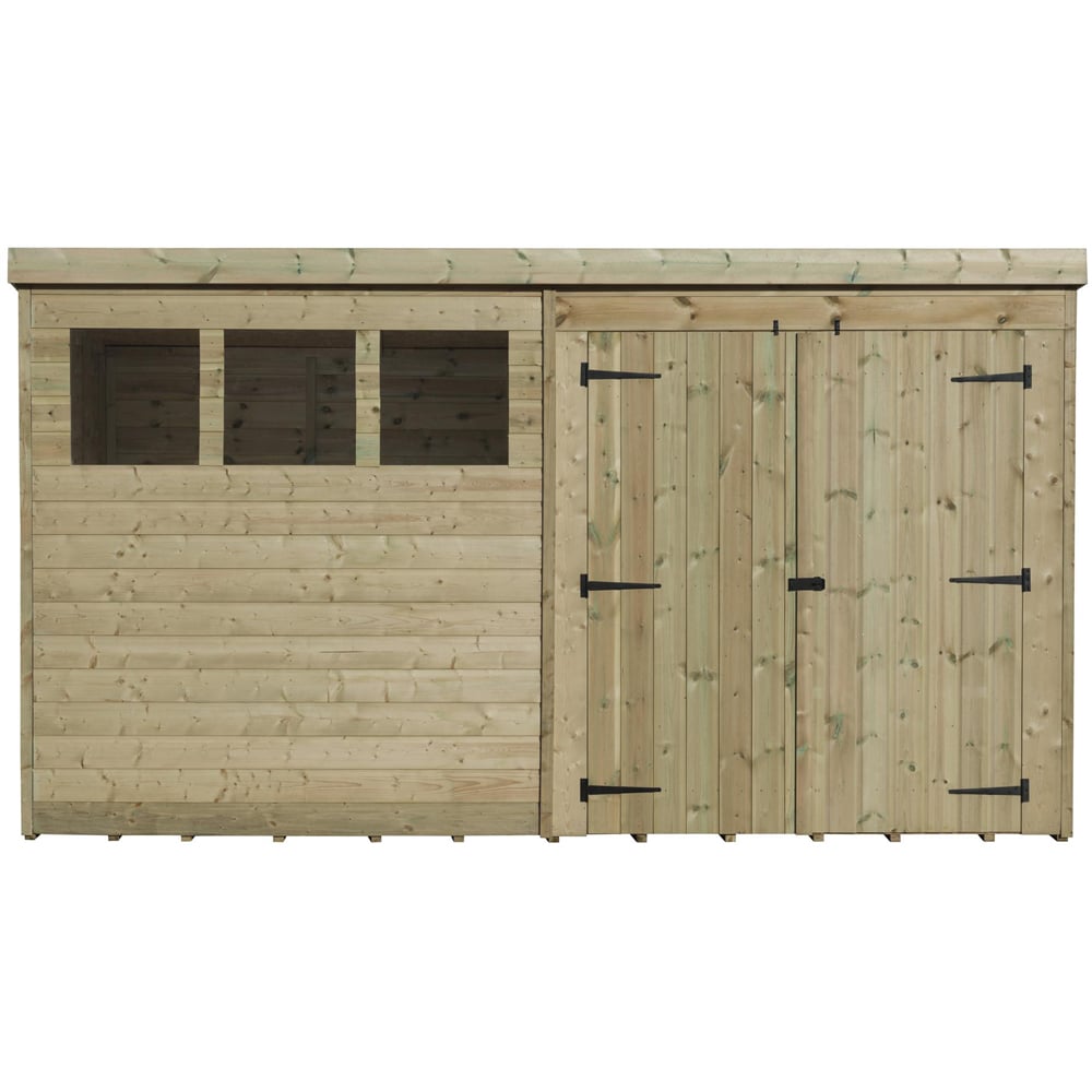 Empire Sheds 4000 14 x 4ft Double Door Tongue and Groove Wooden Pent Garden Shed Image 1