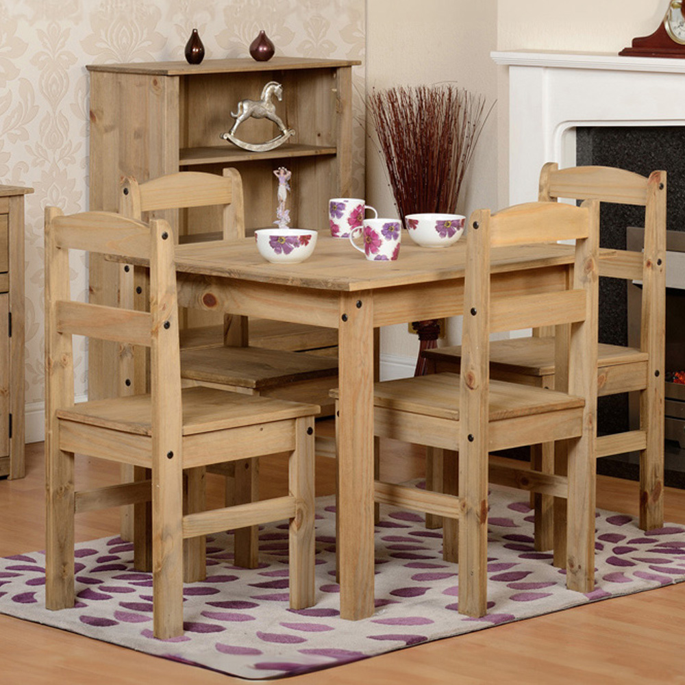 Seconique Panama 4 Seater Dining Set Natural Wax Image 1