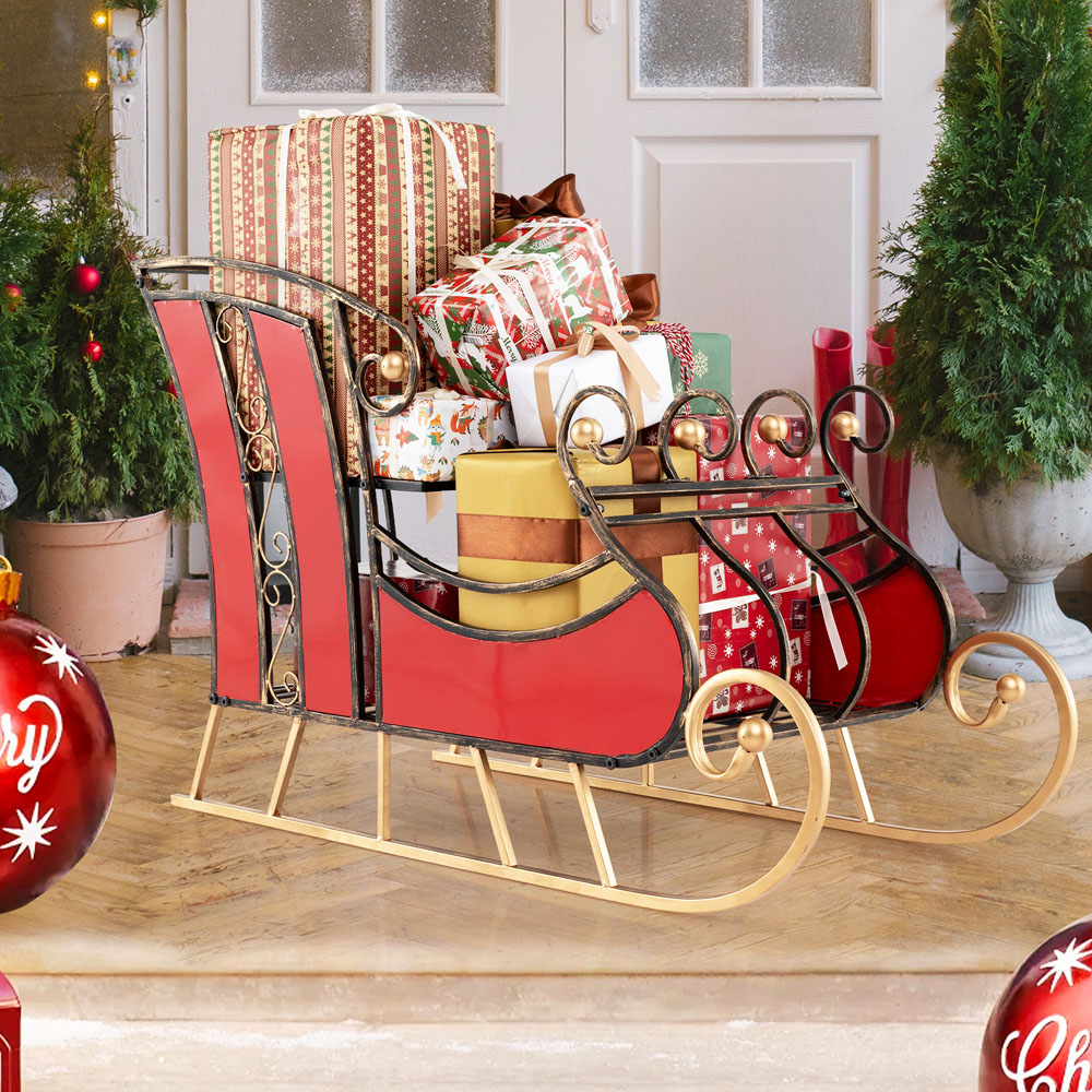Costway 2 Shelf Santa Sleigh Storage Christmas Decoration Image 5