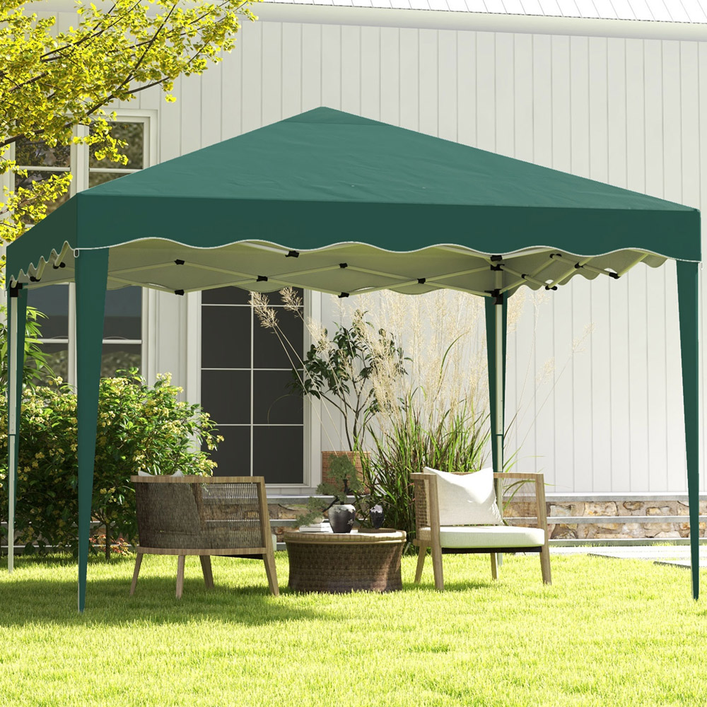 Outsunny 3 x 3m Green Steel Frame Pop Up Gazebo Image 1