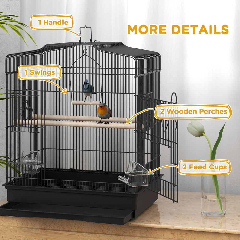 PawHut 59cm Black Large Bird Cage Image 6