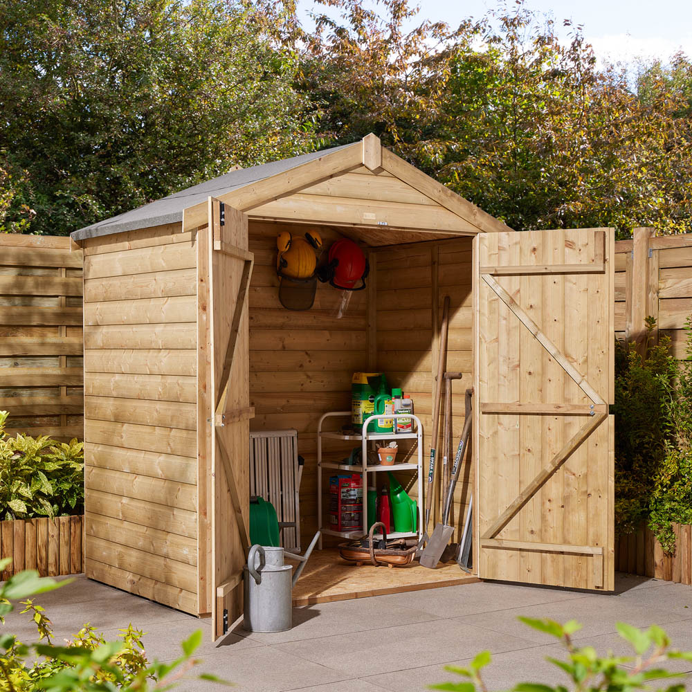 Rowlinson 4 x 6ft Double Door Shiplap Apex Shed Image 2