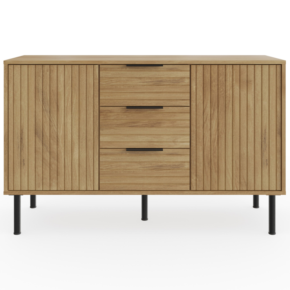 GFW Nervata 2 Door 3 Drawer Oak Sideboard Image 3