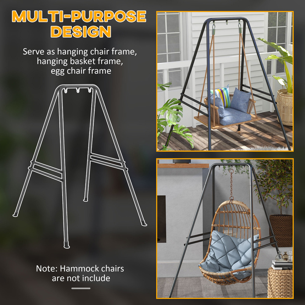 Outsunny Black Metal Frame Hammock Chair Stand Image 6